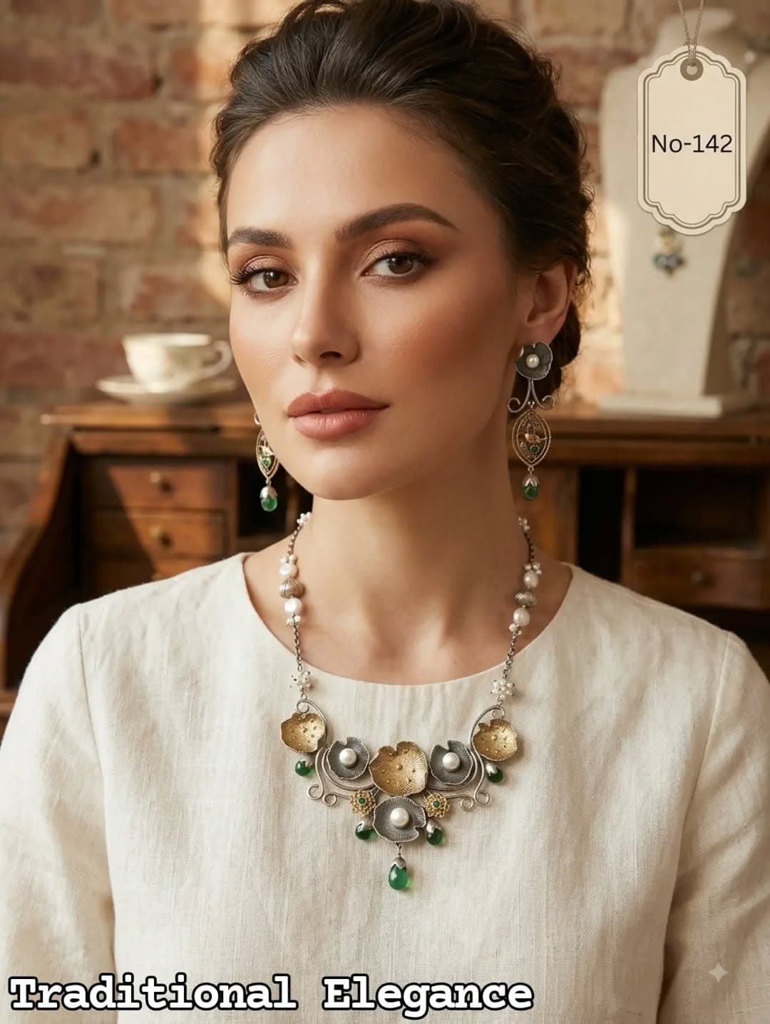 Antique Finish Statement Necklace Set